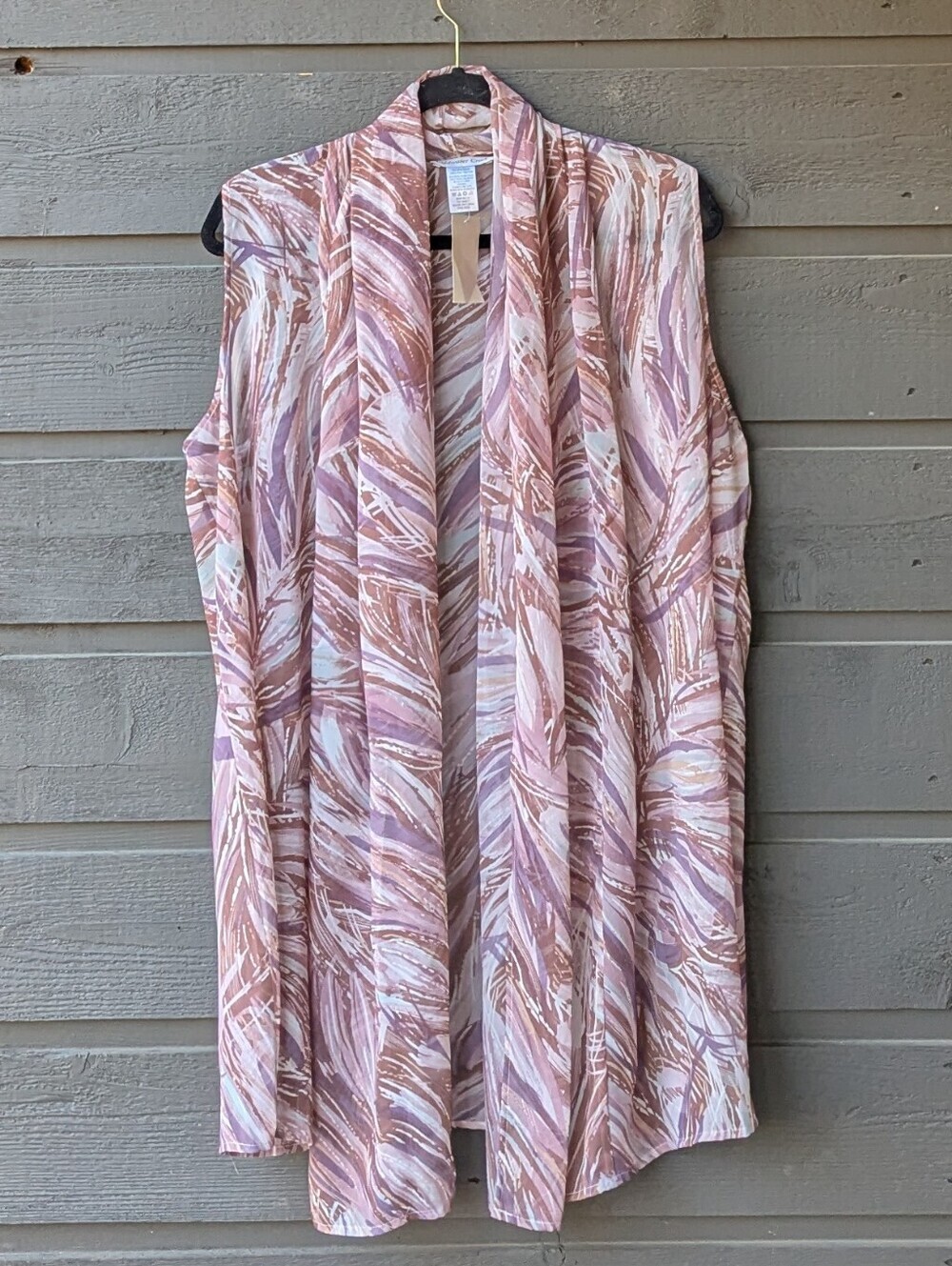 NWT Coldwater Creek Semi-Sheer Open Front Sleeveless Vest Scarf One Size Mauve